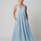 Elibelle | Halter Neck Relaxed Flowing Silhouette Midi Dress