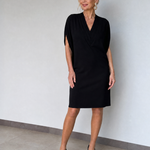 Verenabeth | V Neck Short Sleeve Knee Length Dress
