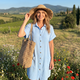 Briavia | Short Sleeve Front Pockets Knee Length Dress