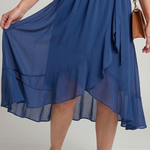 Tamsinlia | Short Sleeve Wrap Soft Flowing Hem Midi Dress