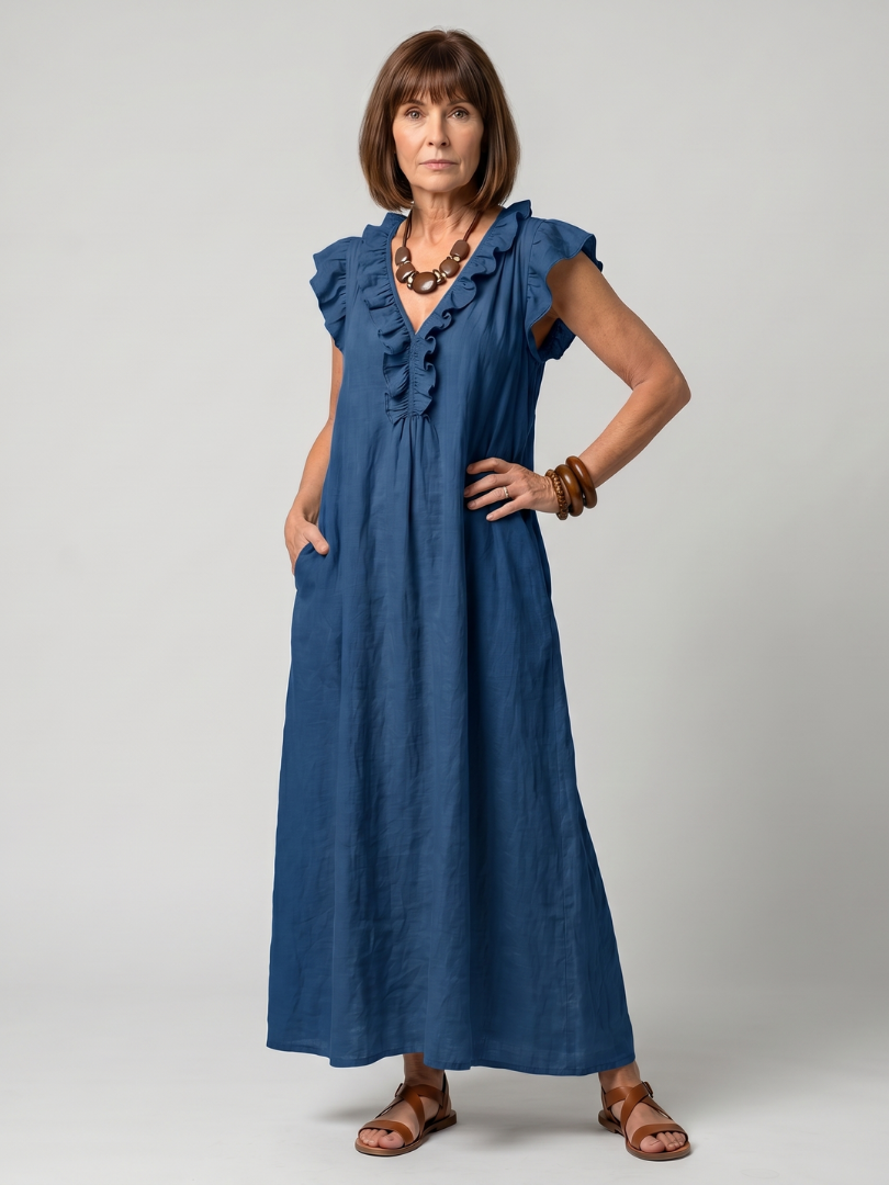 Temrose | Sleeveless Ruffle Trim Midi Dress