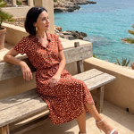 Milrin | Printed Button Front Belted Midi Dress
