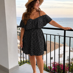 Lilana | Cold Shoulder Ruffle Overlay Knee Length Dress