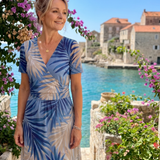 Serwynne | Floral Print Short Sleeve V Neck Midi Dress