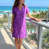 Merine | Leaf Print V Neck Knee Length Dress