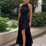 Lorthea | Halter Neck High Low Ruffle Dress