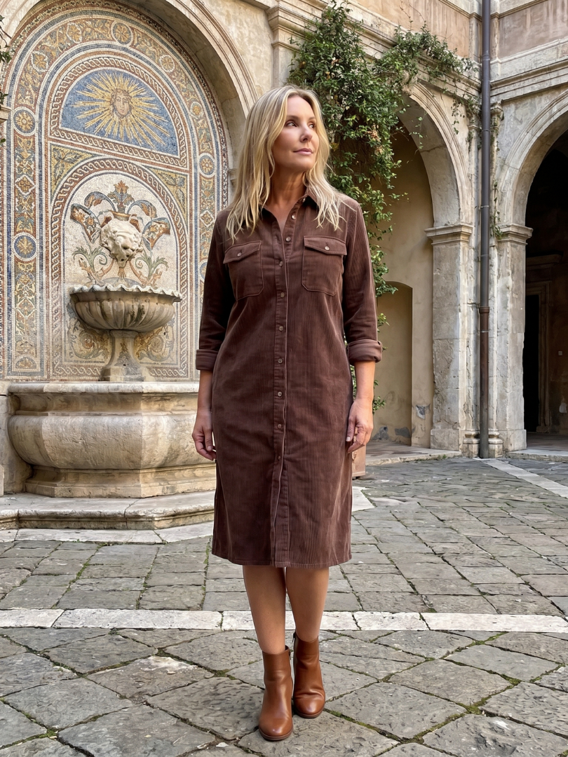 Kalney | Long Sleeve Patch Pockets Midi Dress