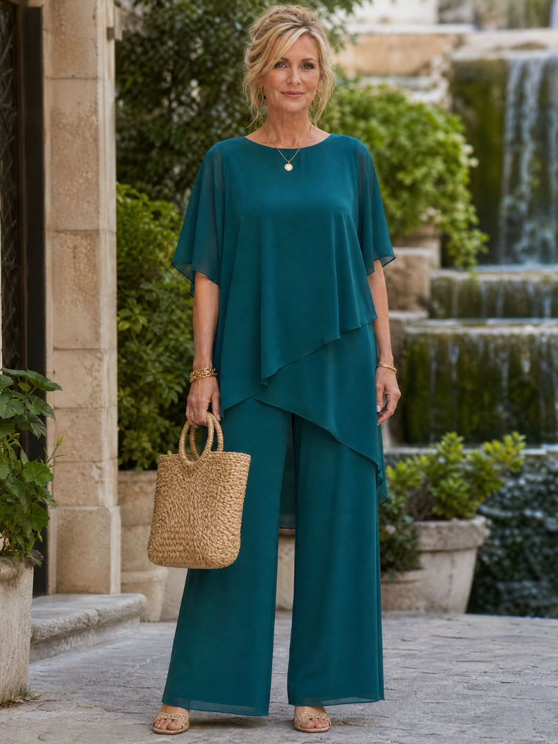 Surisette | Layered Chiffon Two Piece Pant Set