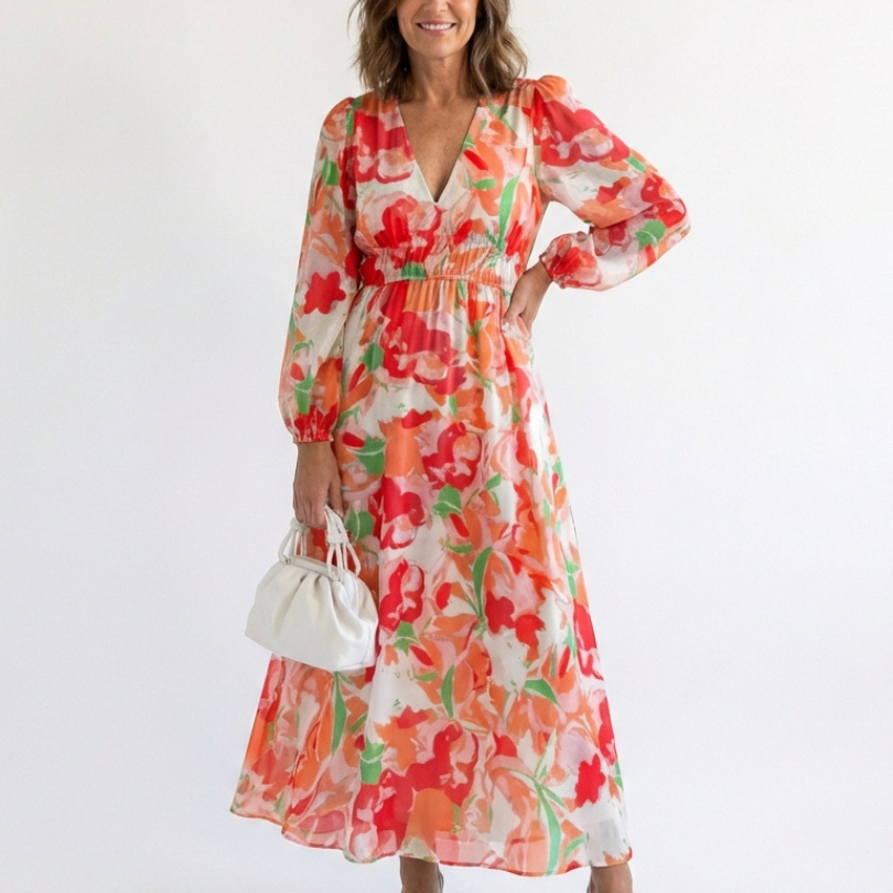 Elirose | Long Sleeve Floral Maxi Dress