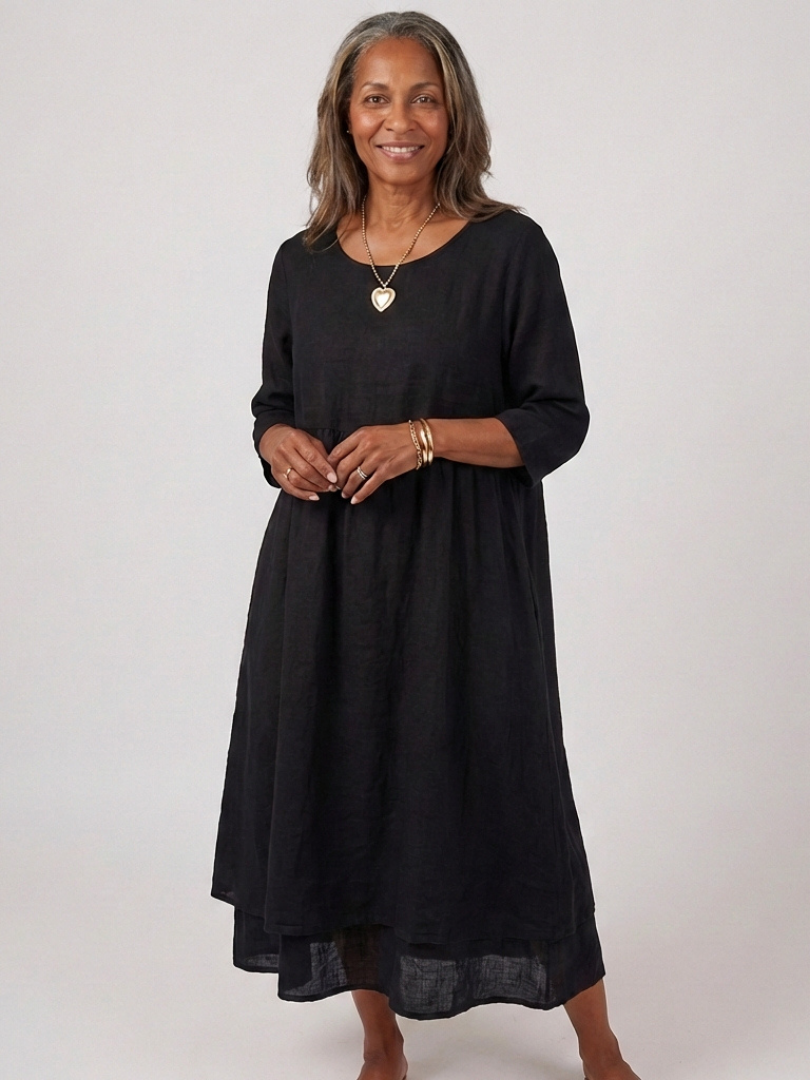 Vesra | Three Quarter Sleeve Midi Dress
