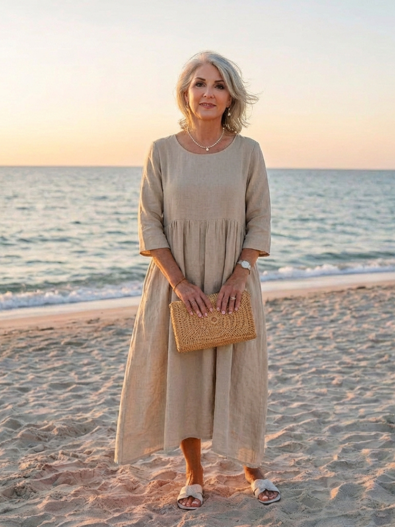 Vesra | Three Quarter Sleeve Midi Dress