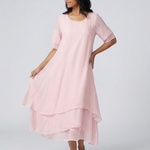 Vesmarie | Short Sleeve Layered Midi Dress