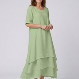 Vesmarie | Short Sleeve Layered Midi Dress