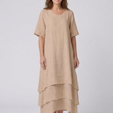 Vesmarie | Short Sleeve Layered Midi Dress