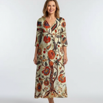 Jula | V Neck Long Sleeve Floral Midi Dress