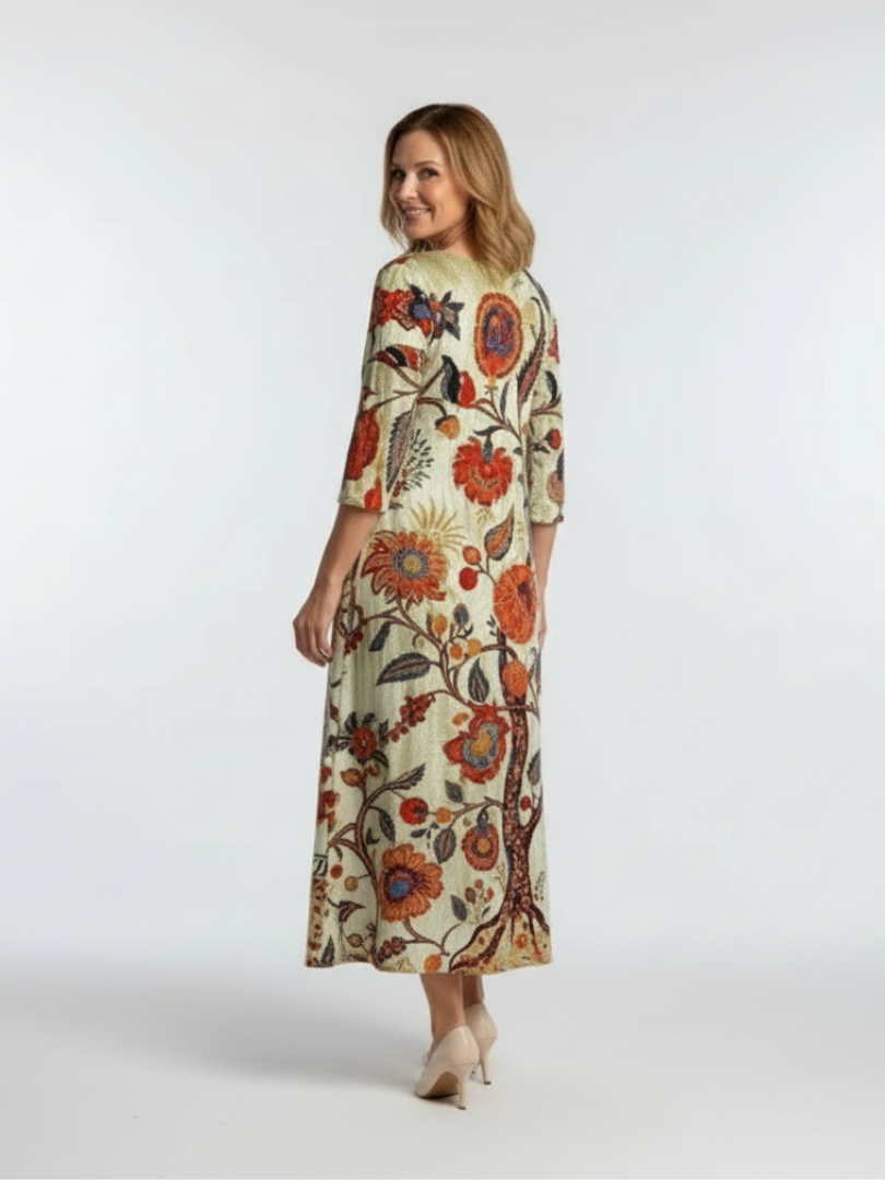 Jula | V Neck Long Sleeve Floral Midi Dress
