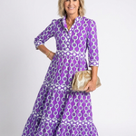 Tamsinine | Three Quarter Sleeve Chain Pattern Midi Dress