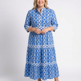 Tamsinine | Three Quarter Sleeve Chain Pattern Midi Dress