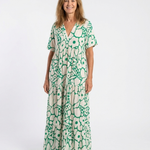 Dellyn | Short Sleeve V Neck Floral Midi Dress