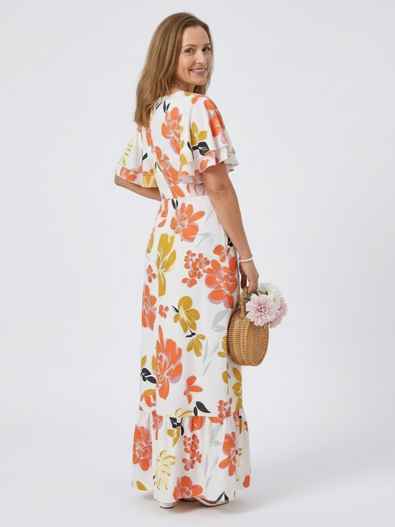Penney | Round Neck Short Sleeve Tiered Maxi Dress