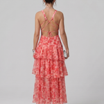 Sabda | Deep V Sleeveless Painterly Pattern Midi Dress