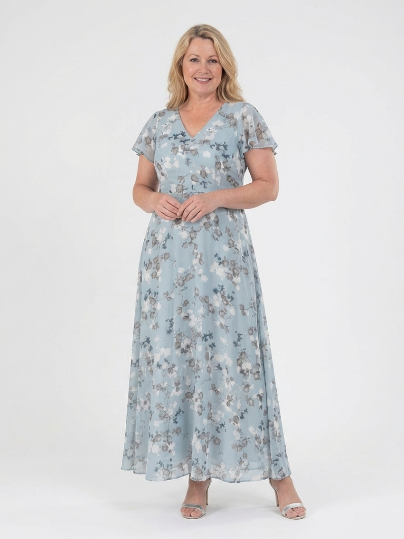 Lorine | Floral Chiffon Maxi Dress