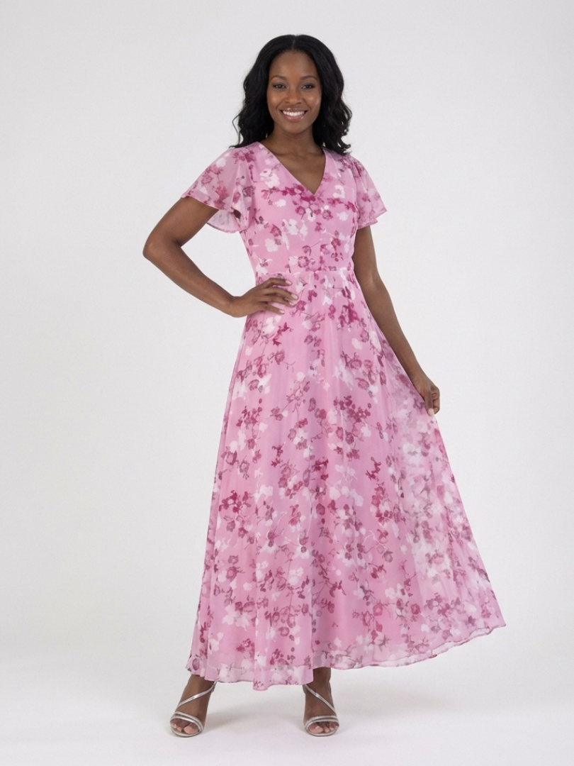Lorine | Floral Chiffon Maxi Dress