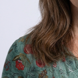 Lorwen | Floral V Neck Three Quarter Sleeve Maxi Dress