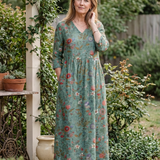 Lorwen | Floral V Neck Three Quarter Sleeve Maxi Dress
