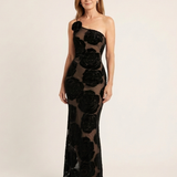 Casnia | One Shoulder Floral Lace Maxi Dress