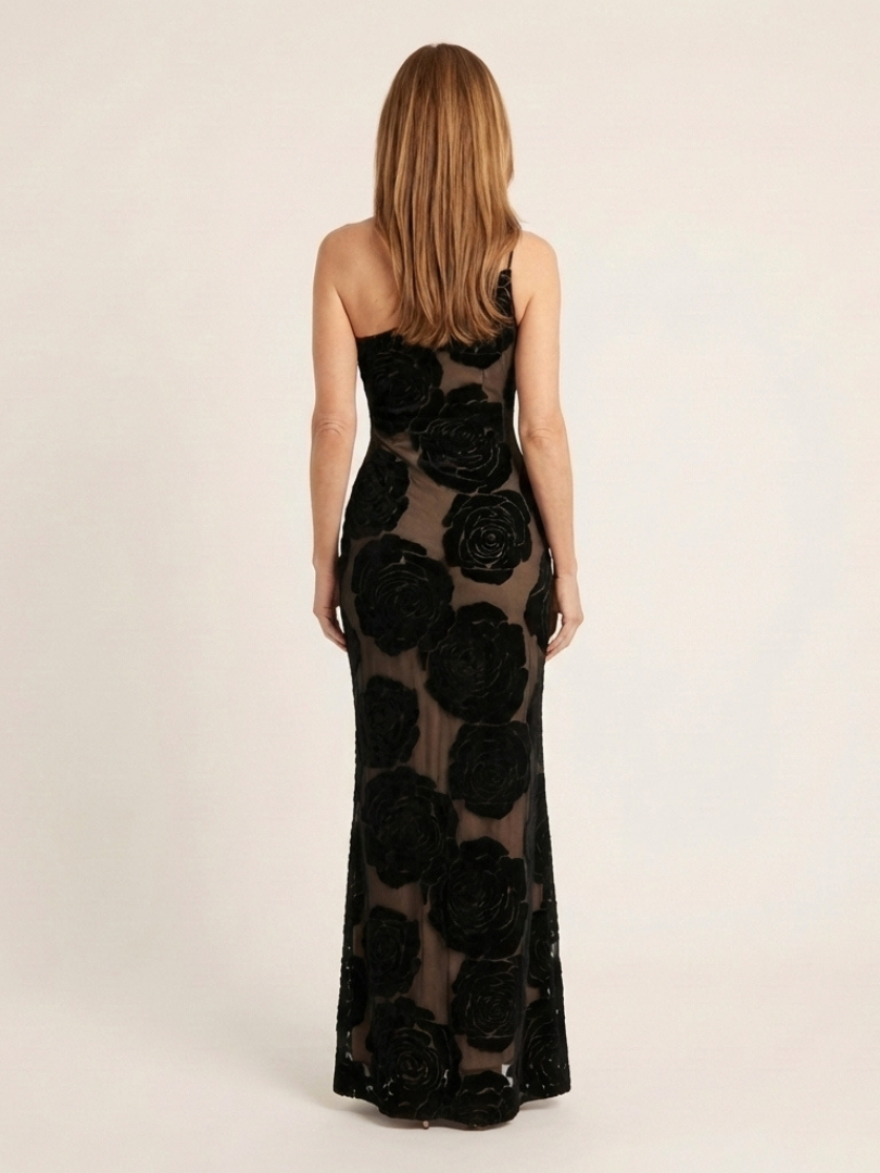 Casnia | One Shoulder Floral Lace Maxi Dress