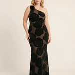 Casnia | One Shoulder Floral Lace Maxi Dress