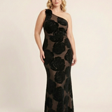 Casnia | One Shoulder Floral Lace Maxi Dress