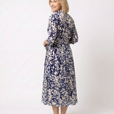 Renina | Collared Long Sleeve Waist Tie Midi Dress