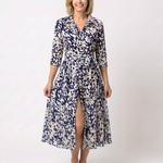 Renina | Collared Long Sleeve Waist Tie Midi Dress