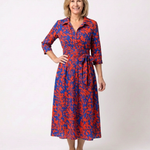Renina | Collared Long Sleeve Waist Tie Midi Dress