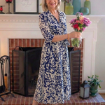 Renina | Collared Long Sleeve Waist Tie Midi Dress