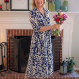 Renina | Collared Long Sleeve Waist Tie Midi Dress
