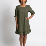 Dellawynne | Short Sleeve Ruffle Hem Knee Length Dress