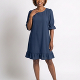 Dellawynne | Short Sleeve Ruffle Hem Knee Length Dress