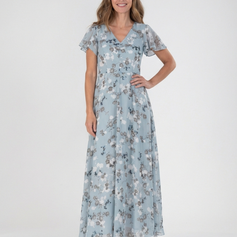 Lorine | Floral Chiffon Maxi Dress