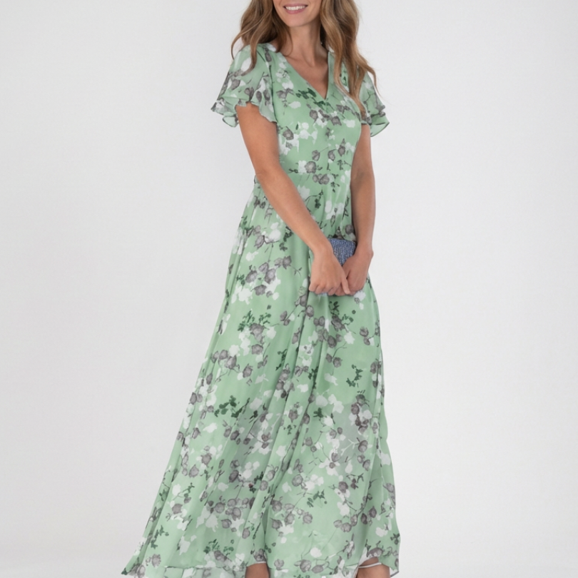 Lorine | Floral Chiffon Maxi Dress