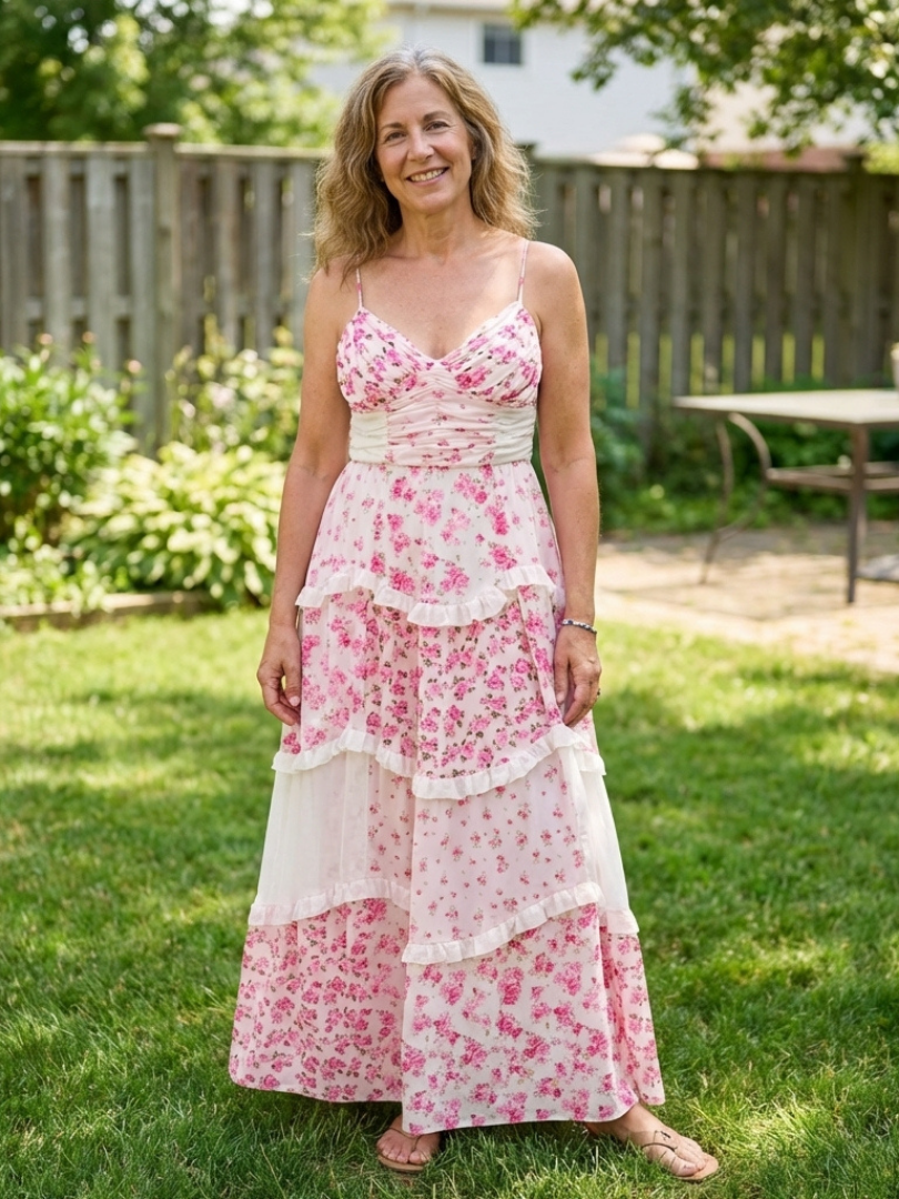 Fleurna | Spaghetti Strap Ruched Bodice Floral Tiered Maxi Dress