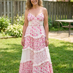 Fleurna | Spaghetti Strap Ruched Bodice Floral Tiered Maxi Dress