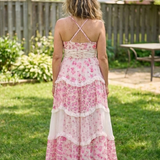 Fleurna | Spaghetti Strap Ruched Bodice Floral Tiered Maxi Dress