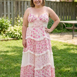 Fleurna | Spaghetti Strap Ruched Bodice Floral Tiered Maxi Dress