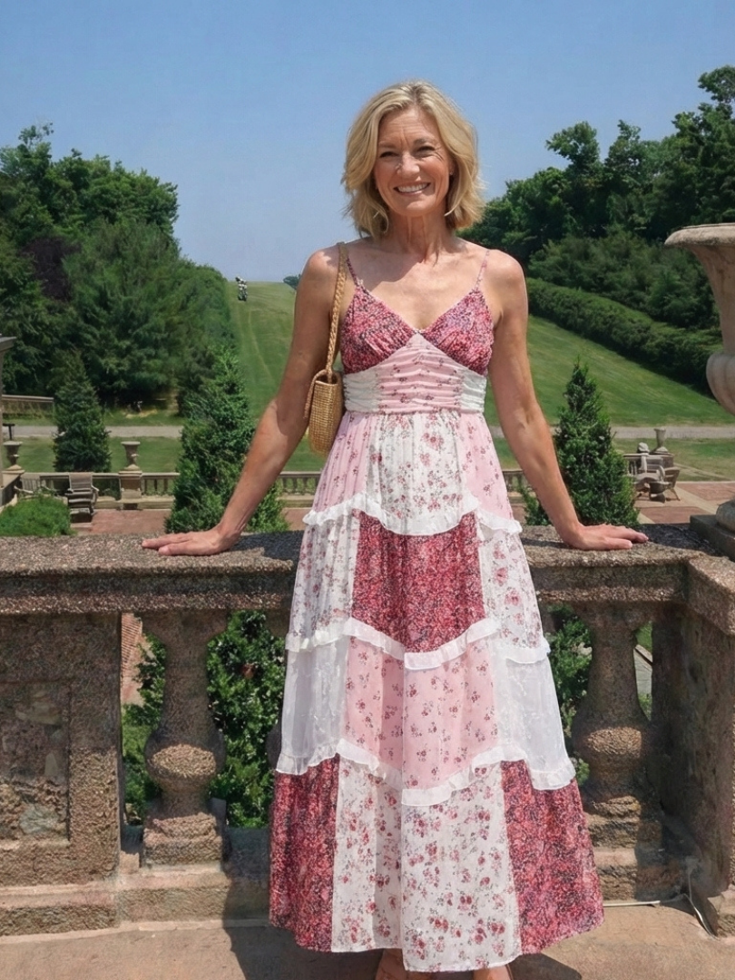 Fleurna | Spaghetti Strap Ruched Bodice Floral Tiered Maxi Dress