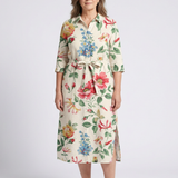 Vesney | Button Front Half Sleeve Floral Midi Dress