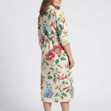 Vesney | Button Front Half Sleeve Floral Midi Dress