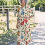 Vesney | Button Front Half Sleeve Floral Midi Dress